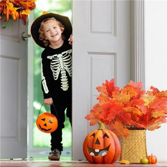 Artificial Maple Leaves Stems 8 Pack Fall Branches Faux Autumn Decor Centerpiece - Picture 6 of 7